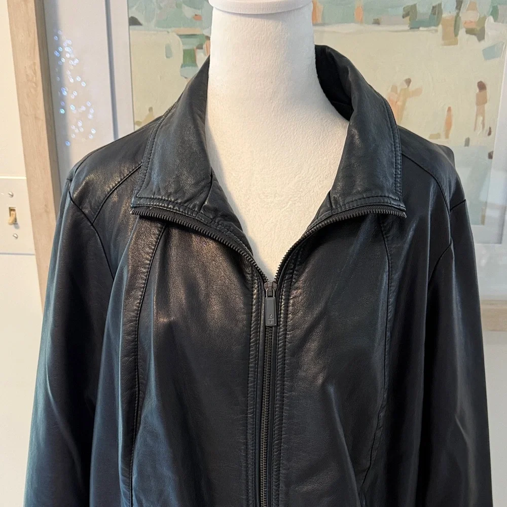 Kenneth Cole Reaction Navy Pleather Jacket Size 1X - Picture 2 of 12